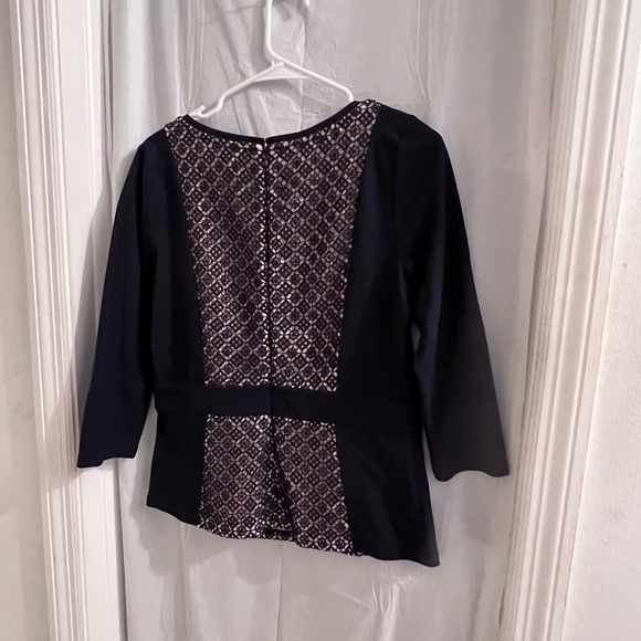 ANN Taylor black tan blouse size m - Picture 3 of 3